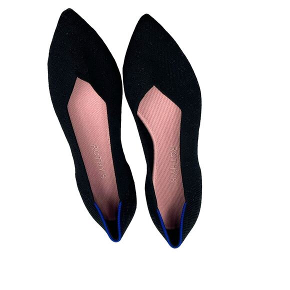 Rothy’s The Point Toe Ballet Flat Slip-On Soft Fabric in Black Size W9.5 NWOT - Picture 4 of 7